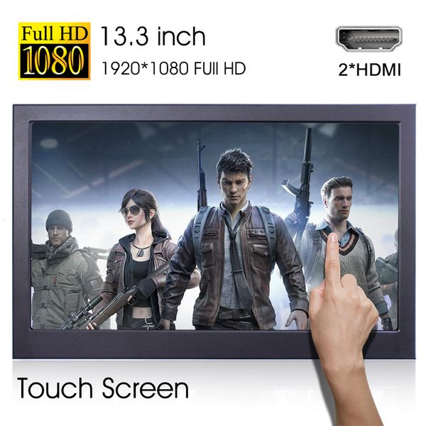 

13.3 inch touch panel portable monitor dual hdmi hd 1080p portable computer touch monitor for ps4 switch xbox one lapphone
