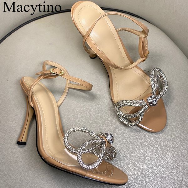 

sandals ladies shoes thin high heels summer wedding sequins diamond pearl bow open toe thick, Black