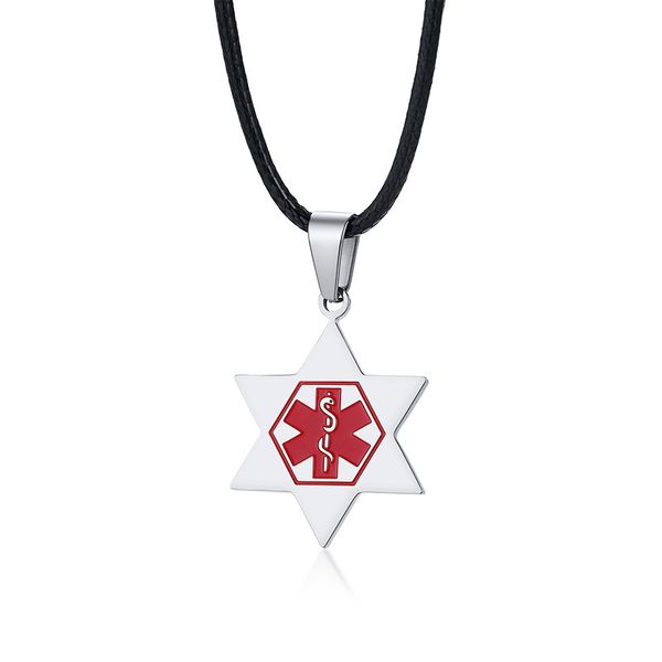 

men's personalize star of david pendant necklaces custom engrave disease name info jewelry, Silver