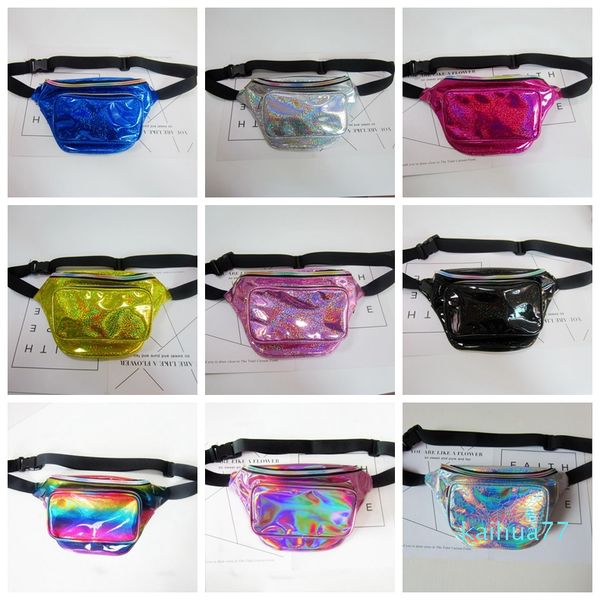 

designer -laser fanny pack hip waist pack belt pouch women waist belt bag pu hologram money belts travel cashier pouch 8 color