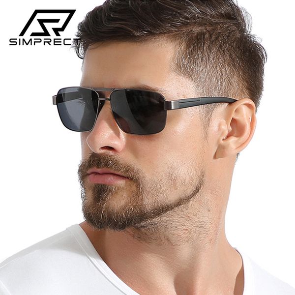 

simprect polarized sunglasses men 2020 tr90 metal retro sunglasses square anti-glare driver's sun glasses for men, White;black