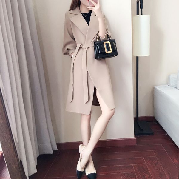 

women clothes 2020 new spring autumn fashion casual women's trench coat long outerwear loose clothes for lady with belt os306, Black