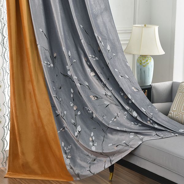 

curtain & drapes pure color modern simple kapok flannel embroidery stitching curtains for living room bedroom decorative items