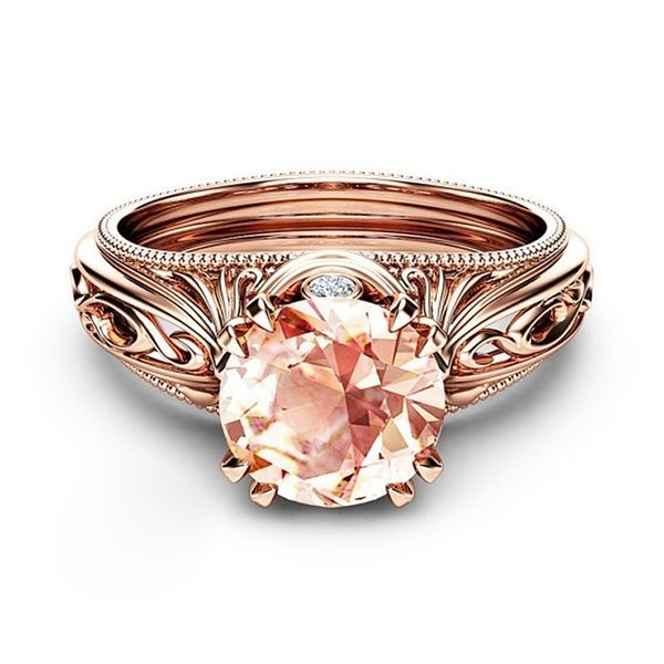 

wedding rings fashion jewelry rings, rose gold with champagne zircon, Slivery;golden
