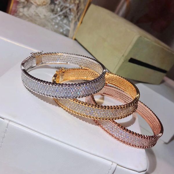 

Hot brand S925 silver-plated circular bracelet 5A zircon set classic design full diamond bracelet luxury fashion famous prom couple bracelet