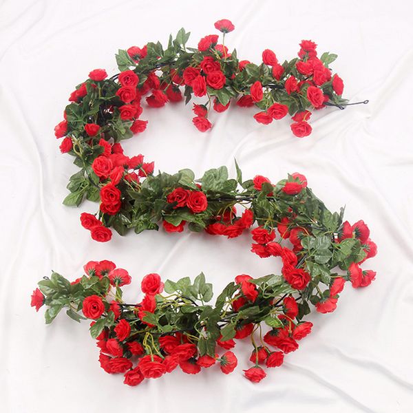 

5.9ft 69 heads artificial rose silk fake flower floral vine home outdoor wall decor