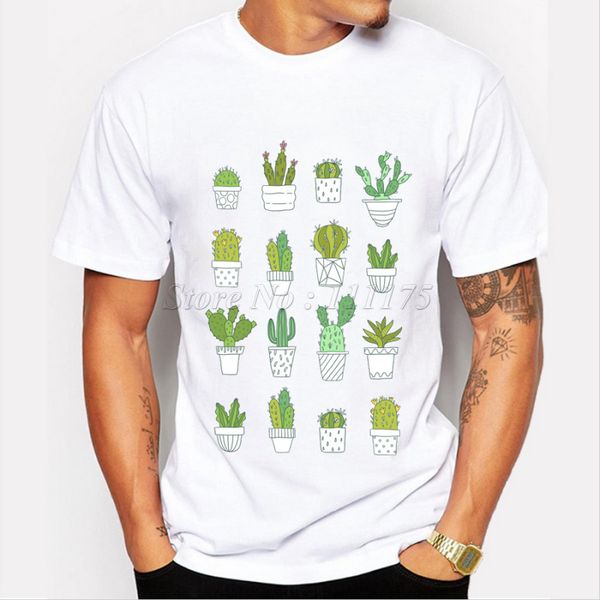 

2019 customize cactus printed short sleeve tees new men's fashion t shirt hipster