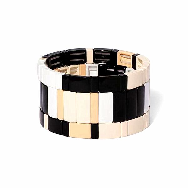

vsco girl new summer enamel colour bracelets colorful fashion bangles for men copper alloy sport bracelet femme 2020, Black