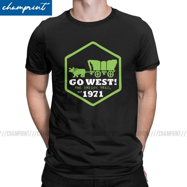 

go west oregon trail men t shirts retro multnomah video game geek leisure tee shirt round neck t-shirts plus size clothing