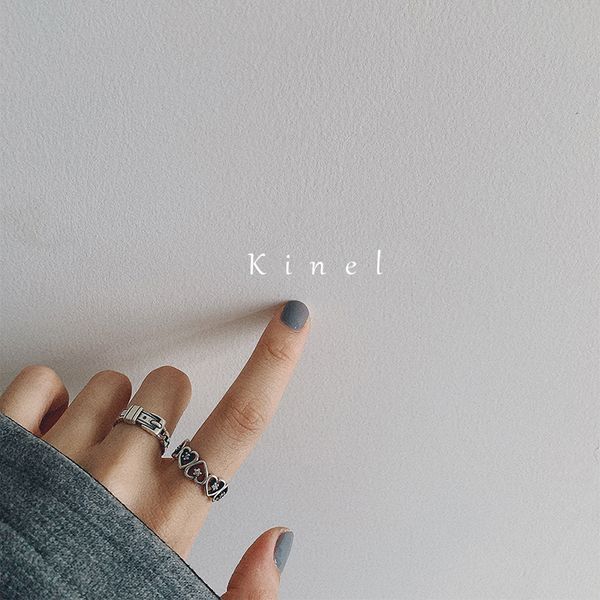 

kinel s925 sterling silver heart ring personality multi-layer cross vintage jewelry simple open ring gift, Golden;silver