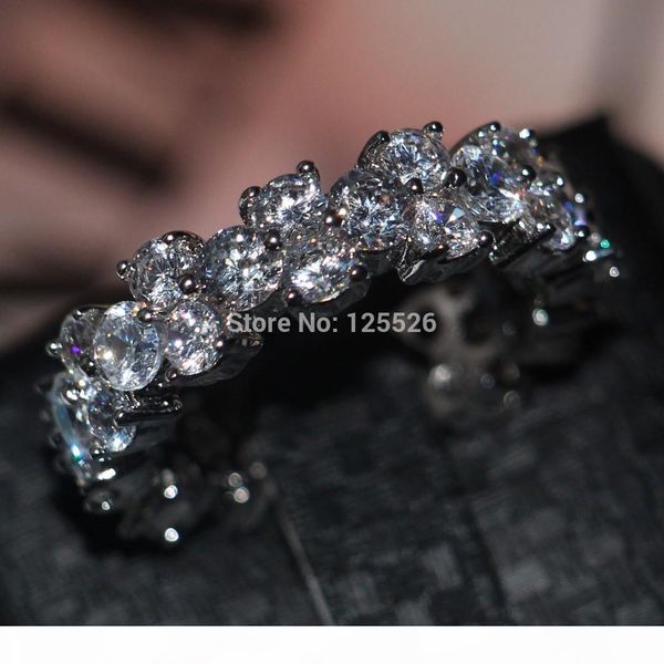 

choucong full stone 5a zircon stone 10kt white gold filled engagement wedding band ring sz 5-11 gift ing, Slivery;golden