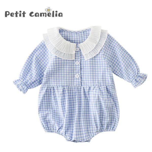 

2020 autumn newborn baby girls long sleeve daisy print cute romper with hats bodysuit jumpsuit baby girls clothing 3-24m for kid, Blue