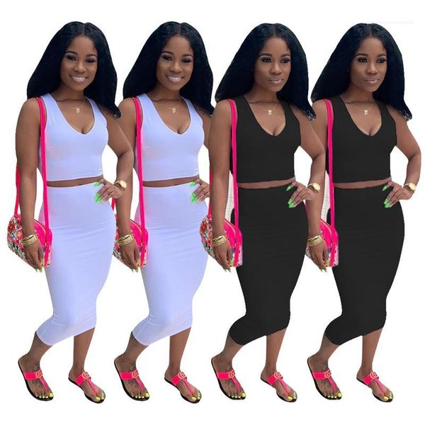 

suits designer short tight skirts clothing sets women summer two piece dress solid color slim 2pcs, White