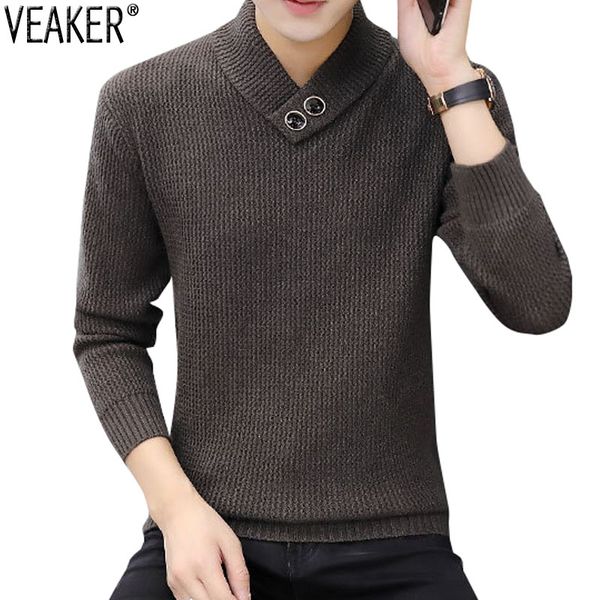 

2020 new men's autumn winter turtleneck sweater pullovers male high neck slim fit solid color sweaters knitted pullover -3xl, White;black