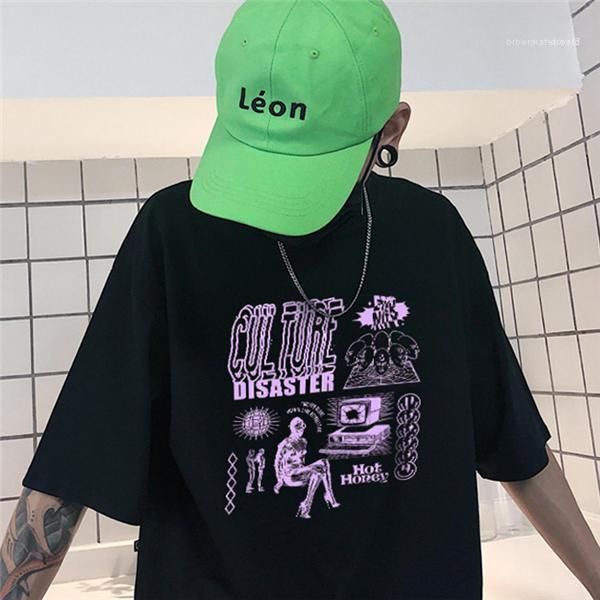 

vaporwave short sleeve t shirt hiphop t shirt male streetwear summer tees graffiti printed casual harajuk mens tshirts, White;black