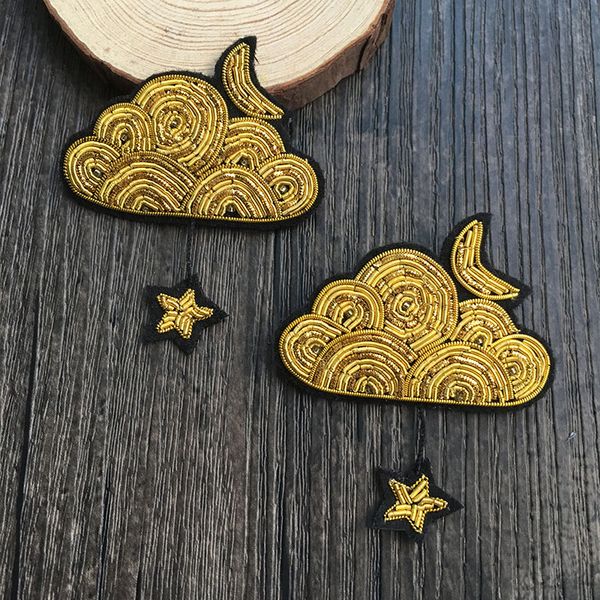 

brooch fashion checking embroidery clouds of stars the pattern silk copper wire, Gray