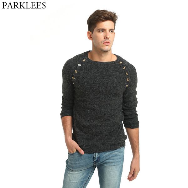 

solid color sweater men button patchwork mens knitted sweaters long sleeve slim fit male pullover casual crochet sweater hombre, White;black