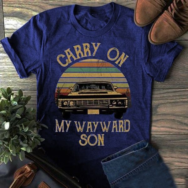 

brand women fashion vintage shirt carry on my wayward son letter printed casual t-shirt s-5xl, White