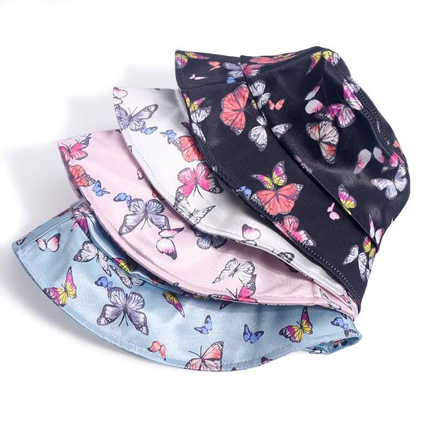 

caps lady butterfly gorros fisherman summer woman foxmother fashion hat silk new bucket prakf zhjoutdoorsport, Black;white