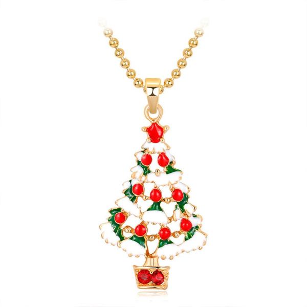

fashion gold chain christmas pendant choker necklace women statement collares beach jewelry gift collier christmas tree gift, Silver