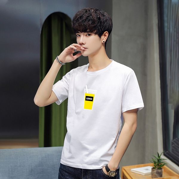 

slim spring and summer sweater new casual short-sleeved men's round neck korean style trendy student 2020 men's lxyut sweater clot, Black