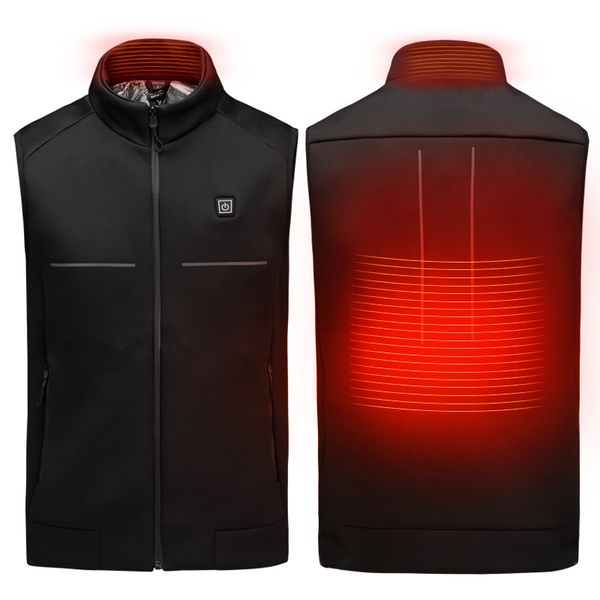 

outdoor t-shirts facecozy winter usb heated vest men women hiking skiing waterproof jacket camping self heating thermal clothes, Gray;blue