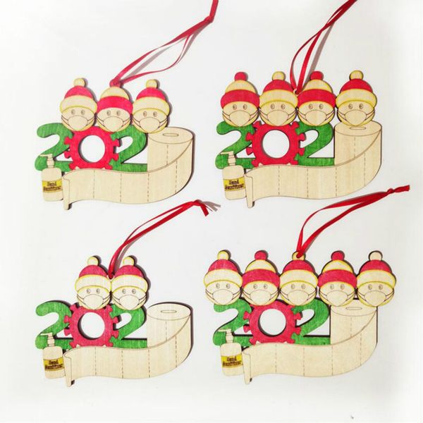

family christmas ornament decoration 2021 diy name family of face mask 2 3 4 5 wooden snowman hanging pendents tags xmas tree toys f92102