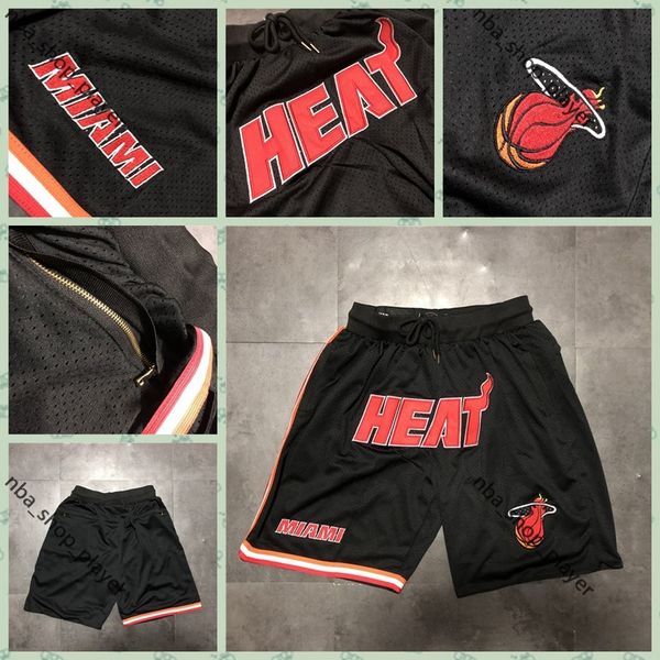 

mens just don pocket basketball shorts retro stitched 1996-97 black pocket miami heat shorts lining mesh sports pocket sweatpants, Black;red