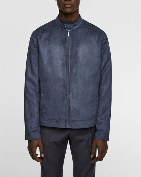 

designer jacket autumn mens fashion slim stand collar jacket urban mens designer coat faux suede mens, Black