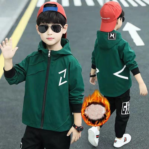 

autumn teenage jackets for boys girls clothes children hooded coats windbreaker jacket trench coat children fleece outerwear, Blue;gray