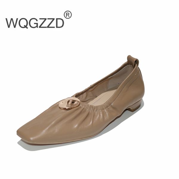 

chaussures femme 2020 new spring flat shoes women's loafers genuine leather metal decoration casual shoes zapatos mujer, Black