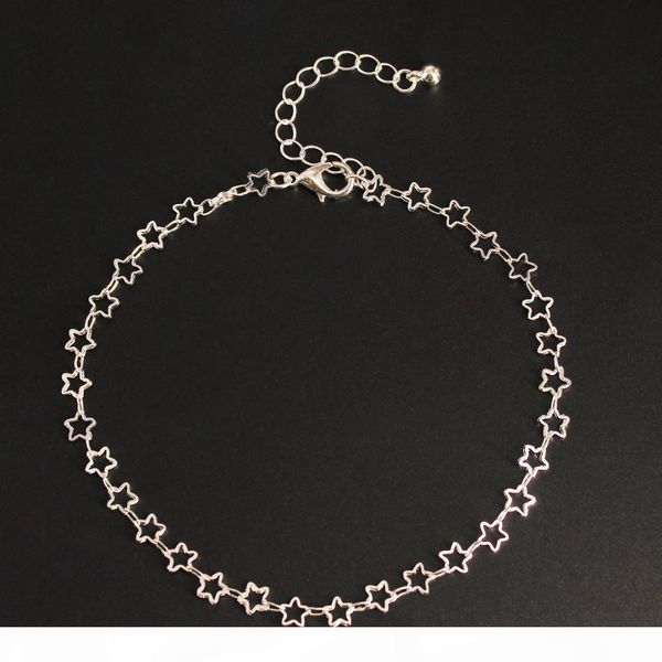 

new style beach anklet hollow out five-pointed star women's hand chain teacher design, Red;blue