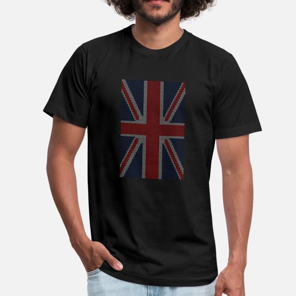 

pixelart english flag portrait t shirt men printing 100% cotton size s-3xl fit gift building summer kawaii shirt
