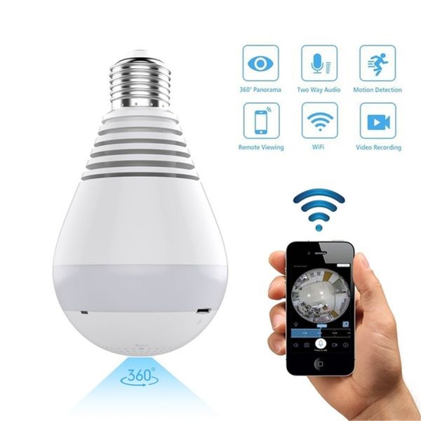 

1080p hd wifi ip camera 360Â° panoramic fisheye bulb light home security cameras bulbs lamp night vision baby monitor