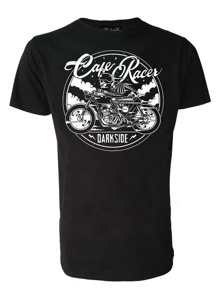 

novelty o-neck t-shirt maglietta racer teschio su moto biker moto rock skull black nera tee100% cotton summer base shirt