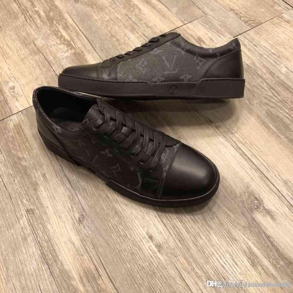 

man shoe low help casual speed coach shoes printed leather fashion classic race shoes platform shoes for men with box, Black