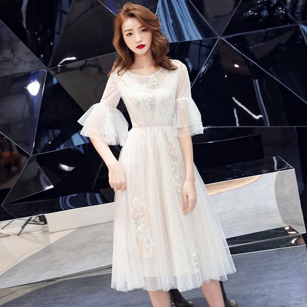 

ethnic clothing prom dress plus size o-neck dresses women party evening half sleeve a-line knee-length vestidos de gala, Red