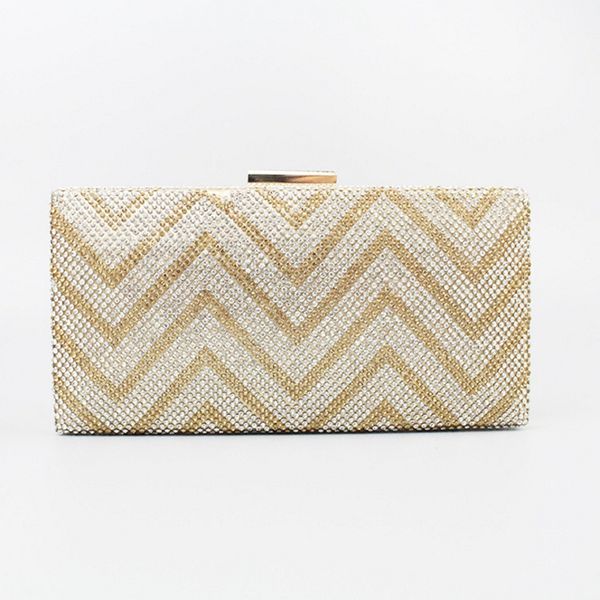 

women luxury diamond dinner bag rhinestone clutch purse striped wave evening party handbag lock small square bags