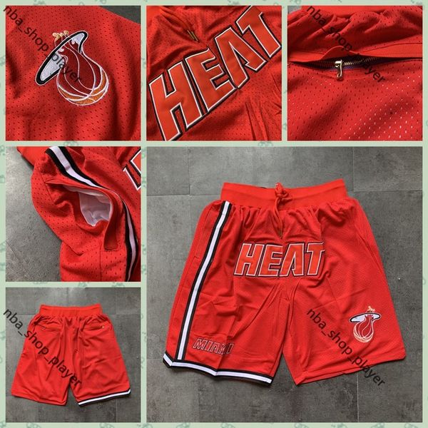 

mens just don pocket basketball shorts retro stitched 1996-97 red pocket miami heat shorts lining mesh sports pocket sweatpans, Black;red