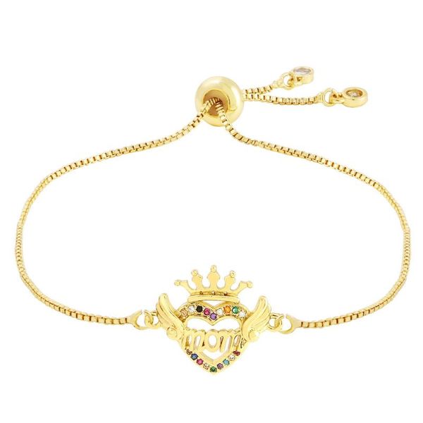 

cz rainbow gold mom bracelet charms bracelets for women gold sun cat bracelets cubic zirconia adjustable fashion jewelry gift, Black
