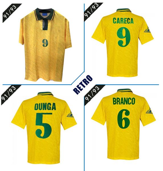 

america's cup 1991-1993 9# carreca brazi dunga ronaldo bebeto branco rai romario jorginho careca vintage classic football shirt, Black;yellow