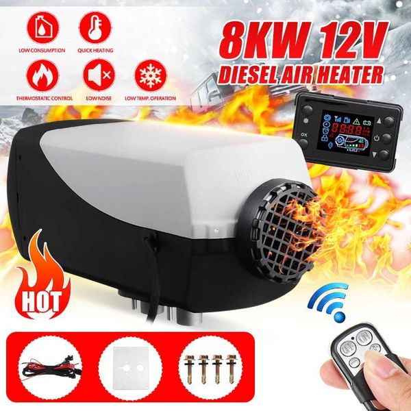 

car heater 8000w 12v diesel air heater parking lcd thermostat monitor switch remote control for trucks boat bus warmer