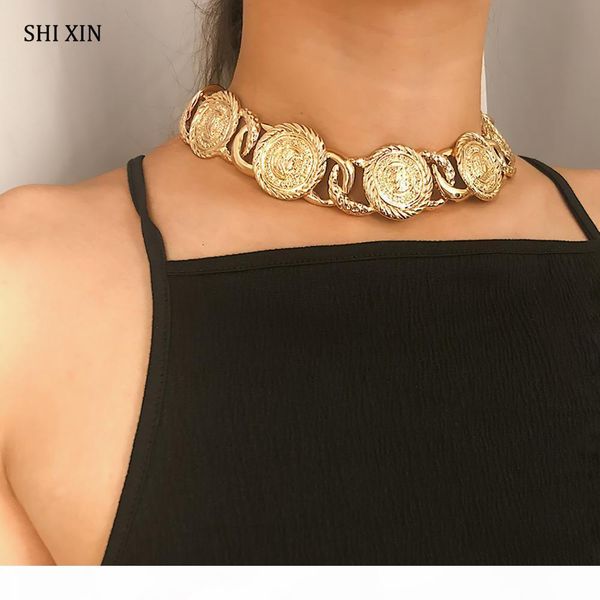 

shixin hiphop big choker necklace for women punk trendy heavy metal chunky necklace female collar gift maxi chocker 2020 fashion, Silver