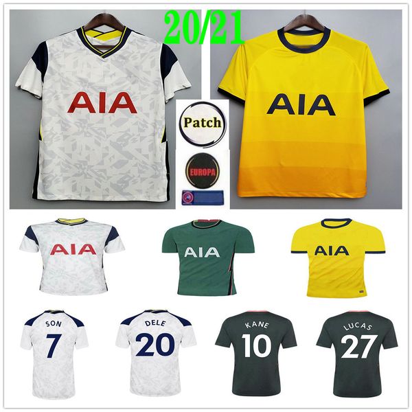 

2020 2021 kane son bergwijn ndombele soccer jerseys lucas dele tottenham custom football shirt lloris spurs kids home away uniform, Black;yellow