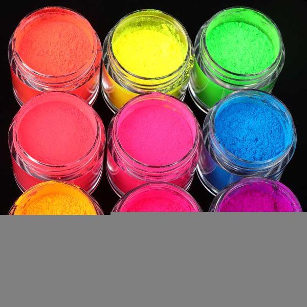 

nail glitter 9 colors/set neon pigment powder fluorescence summer shinny dust ombre diy gel manicure 3d art decorations kit, Silver;gold