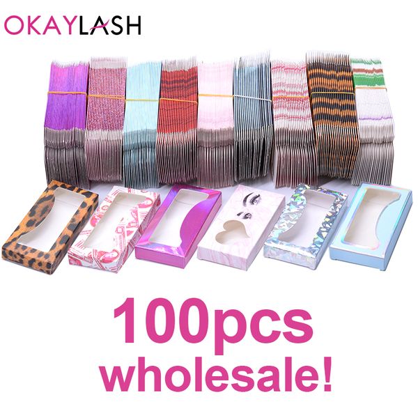 

okaylash newes 50/100pcs carton paper packing box for 25mm long eyelash wholesale bulk pretty lashes storage packaging
