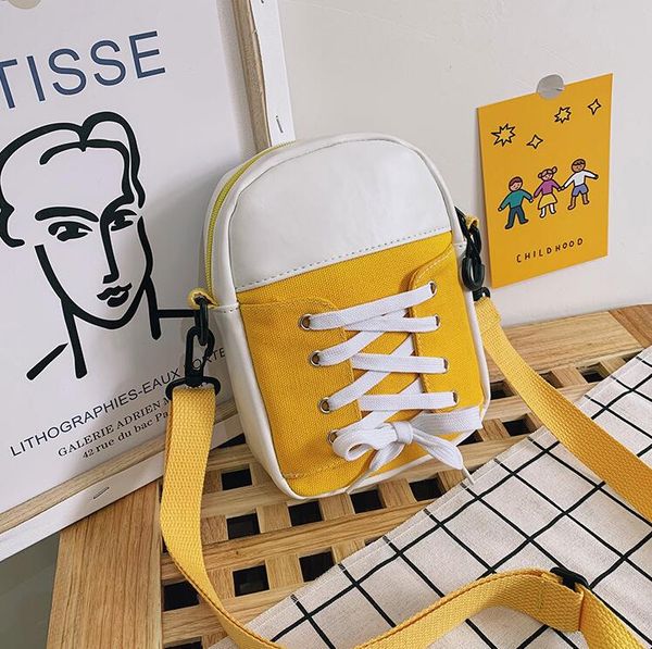 

students canvas shoulder bags shoelaces bind crossbody causal cool girl canvas bag