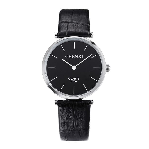 

2020 new style fashion simple design lovers watch chenxi luxury women men black leather business quartz watch relogio de pulso, Slivery;brown