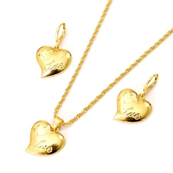 

gold dubai india heart african jewelry set necklace pendant earrings ethiopia wedding bridl jewelry sets for women girl gifts, Silver