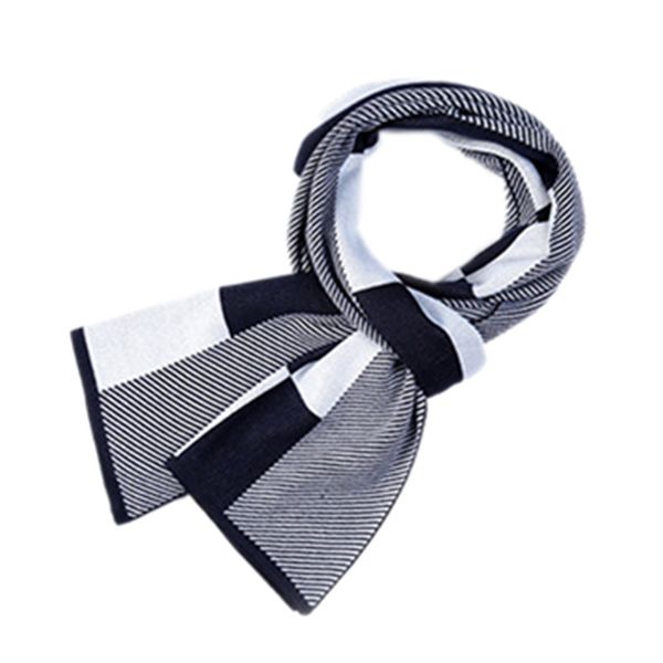 

men's autumn and winter new scarf plaid scarf imitation cashmere warm thick collar business plaid, Blue;gray
